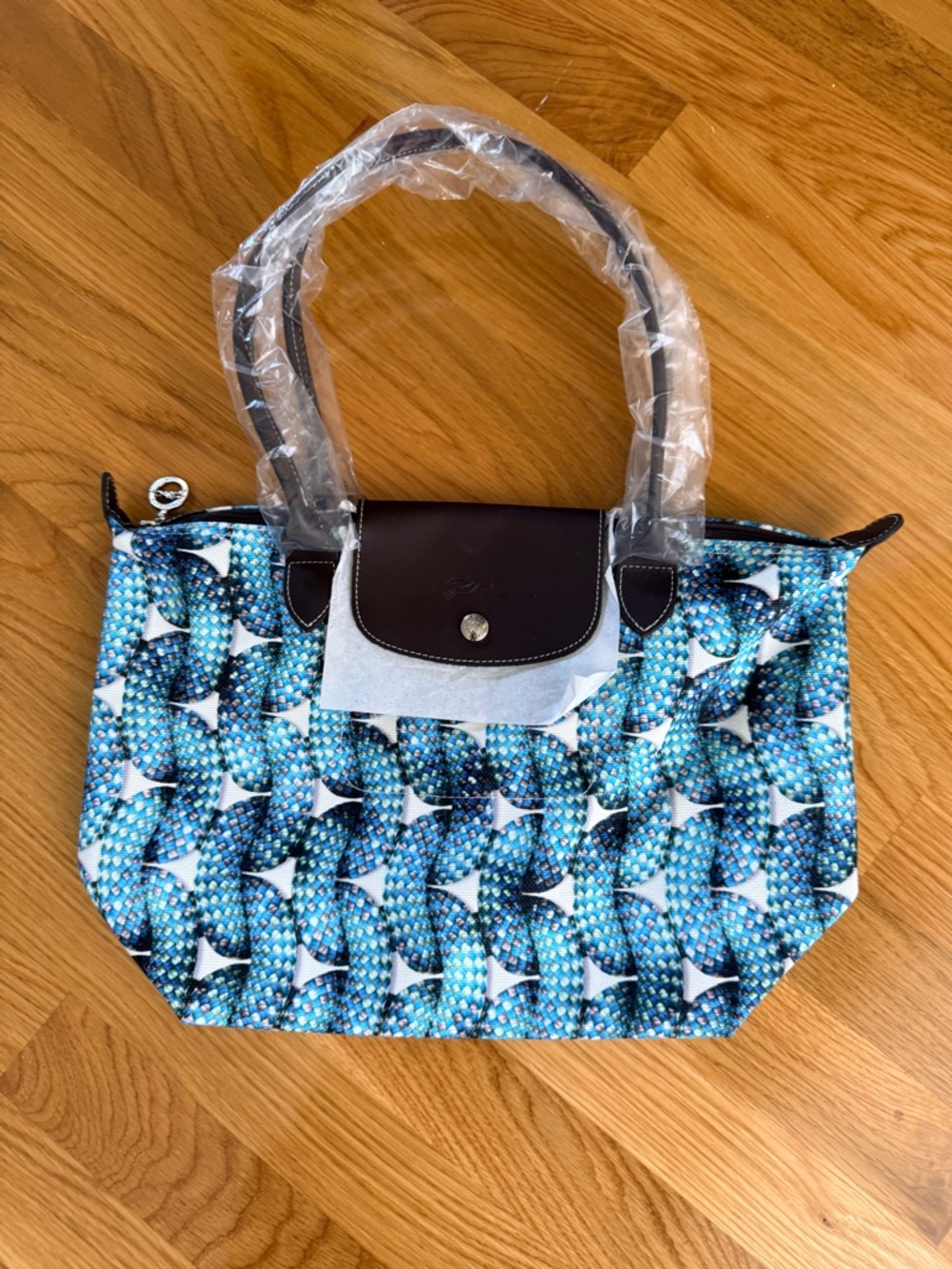 Longchamp Le Pliage Surf & The City Canvas Medium Tote Blue Nautical Rope. NWT